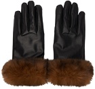 Ernest W. Baker Black Leather Faux-Fur Gloves