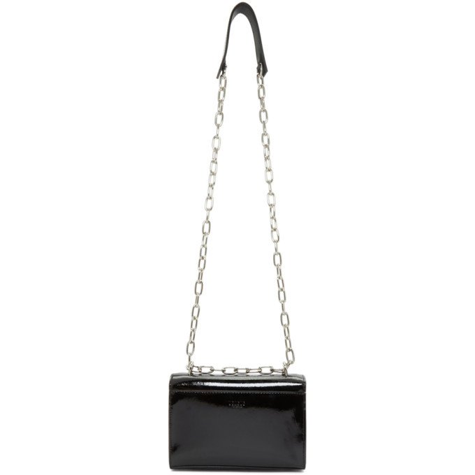 Versus Black Patent Safety Pin Shoulder Bag