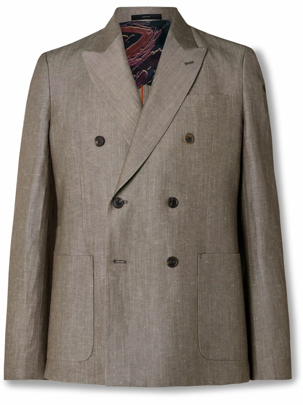 Photo: Paul Smith - Double-Breasted Linen and Wool-Blend Suit Jacket - Brown