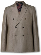 Paul Smith - Double-Breasted Linen and Wool-Blend Suit Jacket - Brown