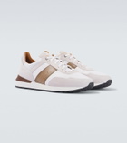 Magnanni Grafton leather-trimmed sneakers