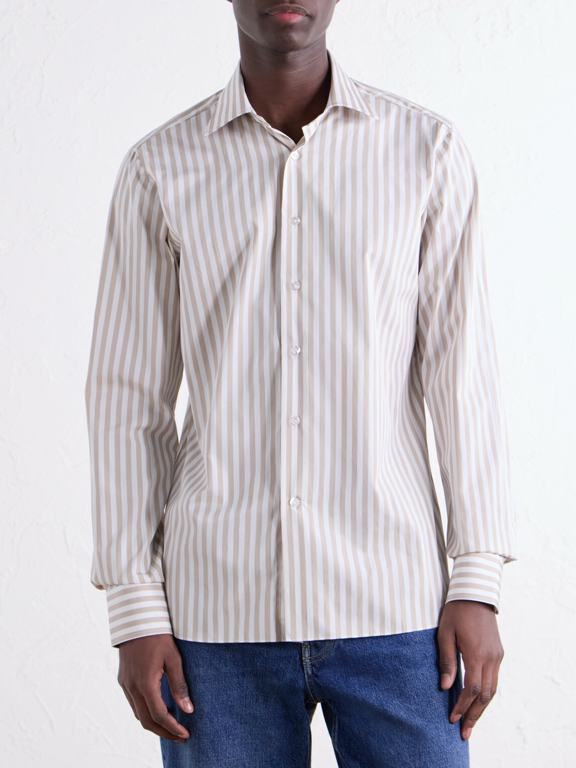 De Petrillo - Striped Cotton-Poplin Shirt - White
