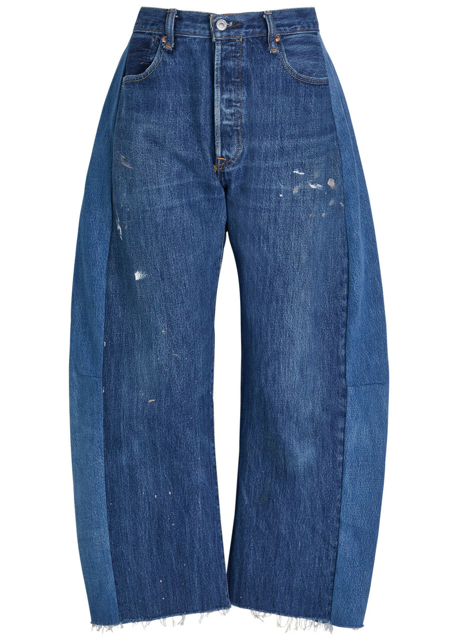 B Sides Vintage Lasso Paint-splatter Relaxed Barrel-leg Jeans Indigo
