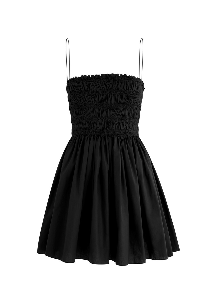 knee length dresses for ladies Tie Neck Smocked Mini Dress S main image 0