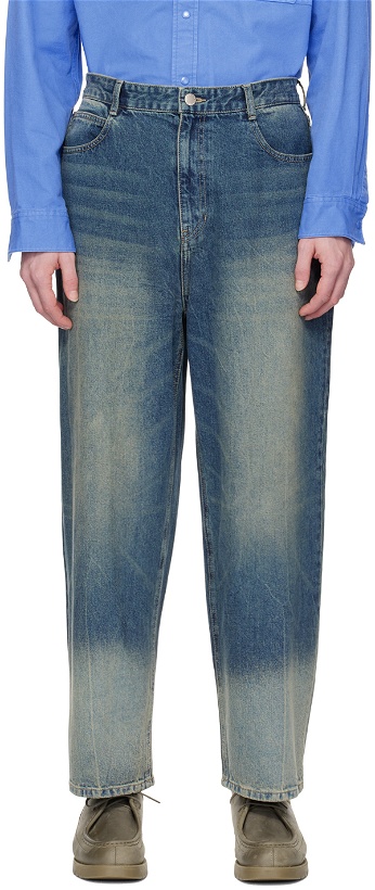 Photo: Solid Homme Indigo Rough Washed Wide Jeans
