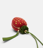 Loewe Strawberry crochet raffia coin purse with strap