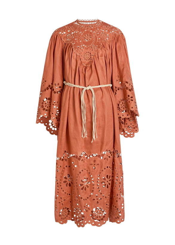 Photo: Zimmermann Awaken Embroidered Woven Yoki Maxi Dress Orange