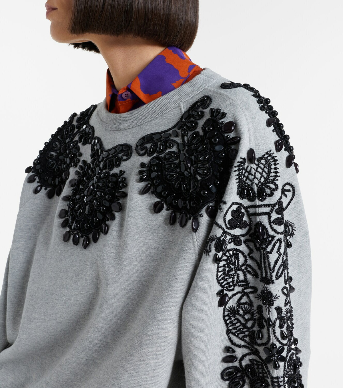 Dries Van Noten Embellished cotton jersey sweatshirt
