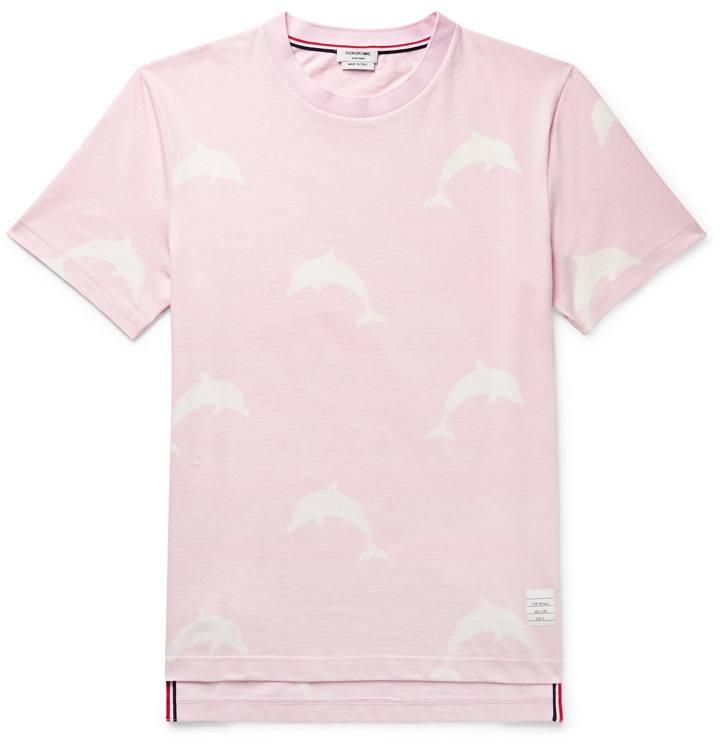 Photo: Thom Browne - Printed Cotton-Jersey T-Shirt - Pink