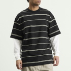 Comme des Garçons Homme Men's Horiztonal Stripe Long Sleeve Top in Black/Grey X Off-White
