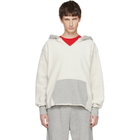 Les Tien White & Gray Heavyweight Inside Out Raw Cropped Hoodie