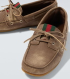 Gucci Web Stripe leather boat shoes