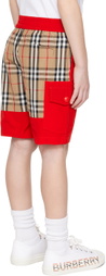 Burberry Kids Red Check Panel Shorts