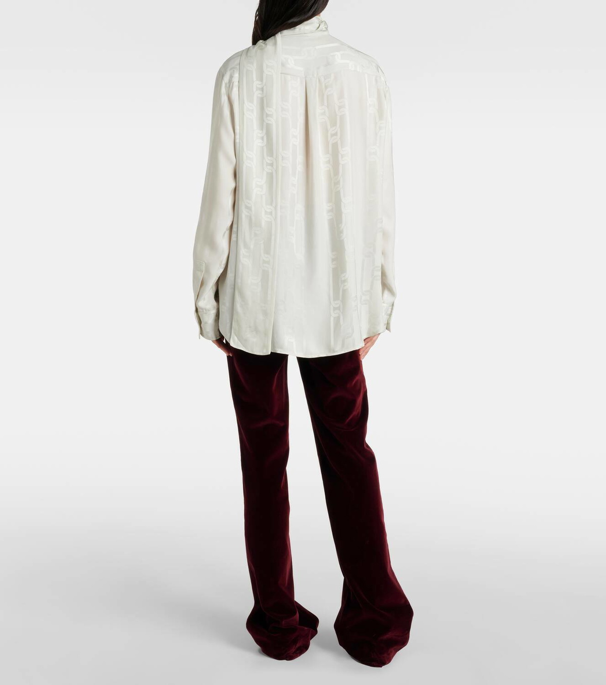 Tod's Scarf-detail satin jacquard blouse