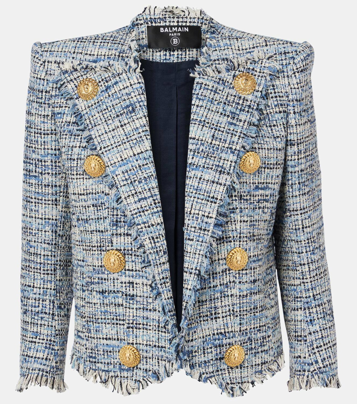 【VIP価格】BALMAIN Tweed Spencer Jacket Balmain Side To Side denim tweed spencer jacket Balmain