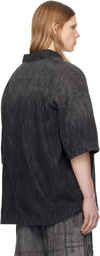 Juun.J Black Short Sleeve Denim Shirt