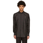 Dolce and Gabbana Black Silk Twill Pinstripe Shirt