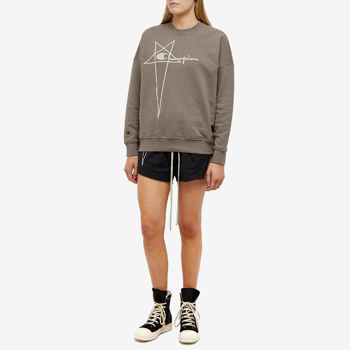 Rick Owens Women's x Champion Pullover Sweat in Dust Rick Owens