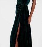 Monique Lhuillier One-shoulder velvet gown