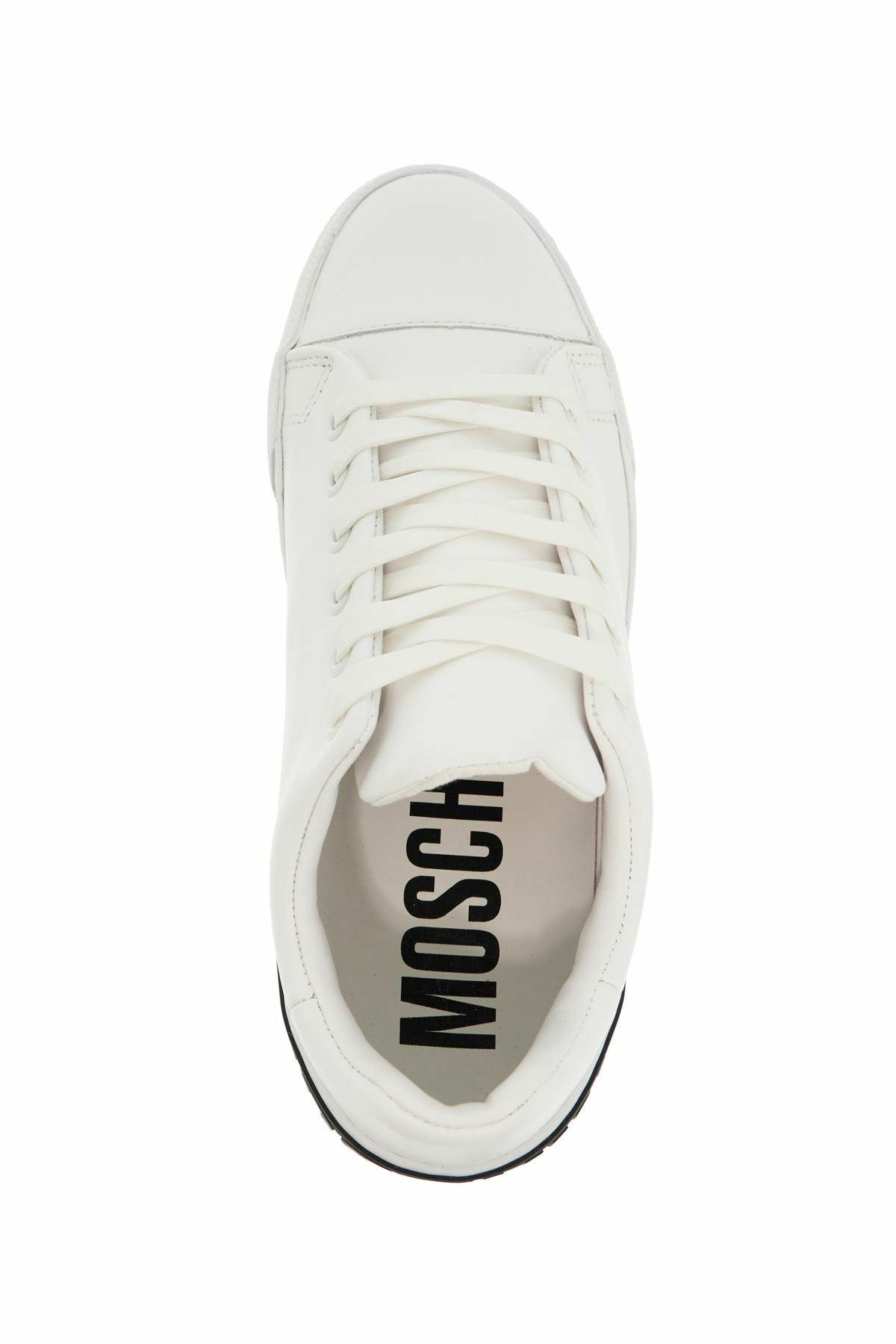 MOSCHINO leather sneakers with rubber logo detail. White