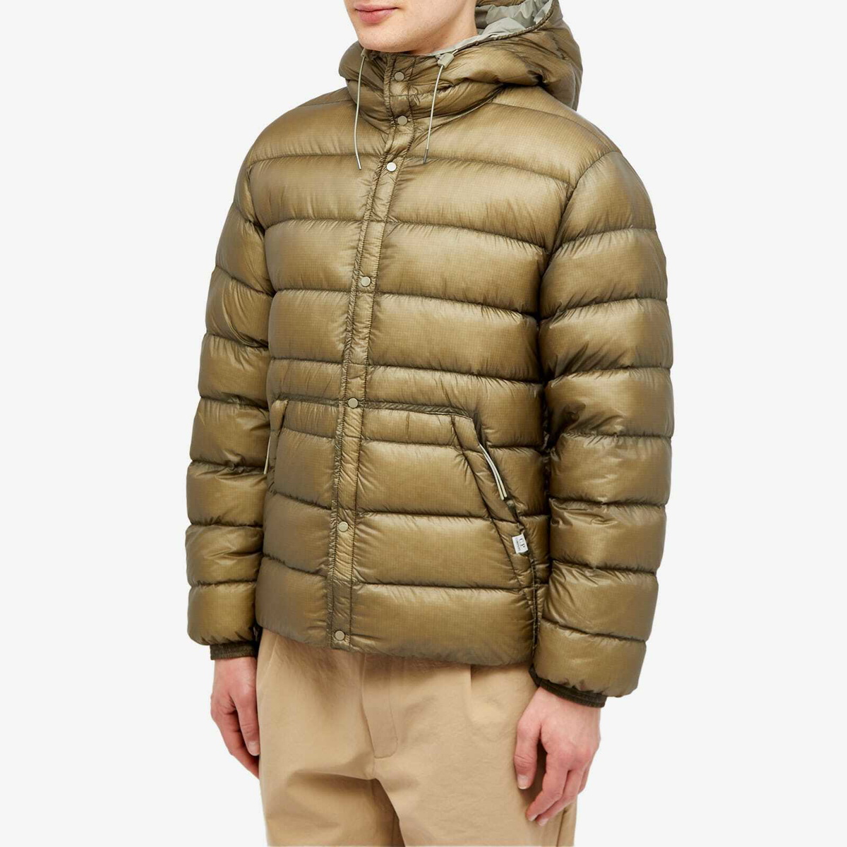 C.P. Company Shell Hooded Down Jacket Silver Sage - Terraces Menswear
