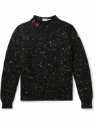 Moncler - Slim-Fit Logo-Appliquéd Virgin Wool-Blend Sweater - Black