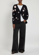 Bernadette Cammi Floral-embellished Wool-blend Cardigan Black