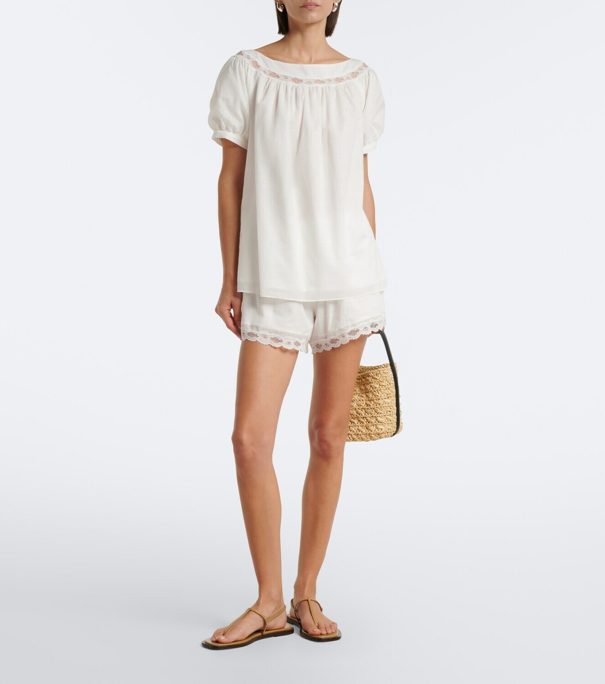 Posse Marilyn lace-trimmed cotton shorts
