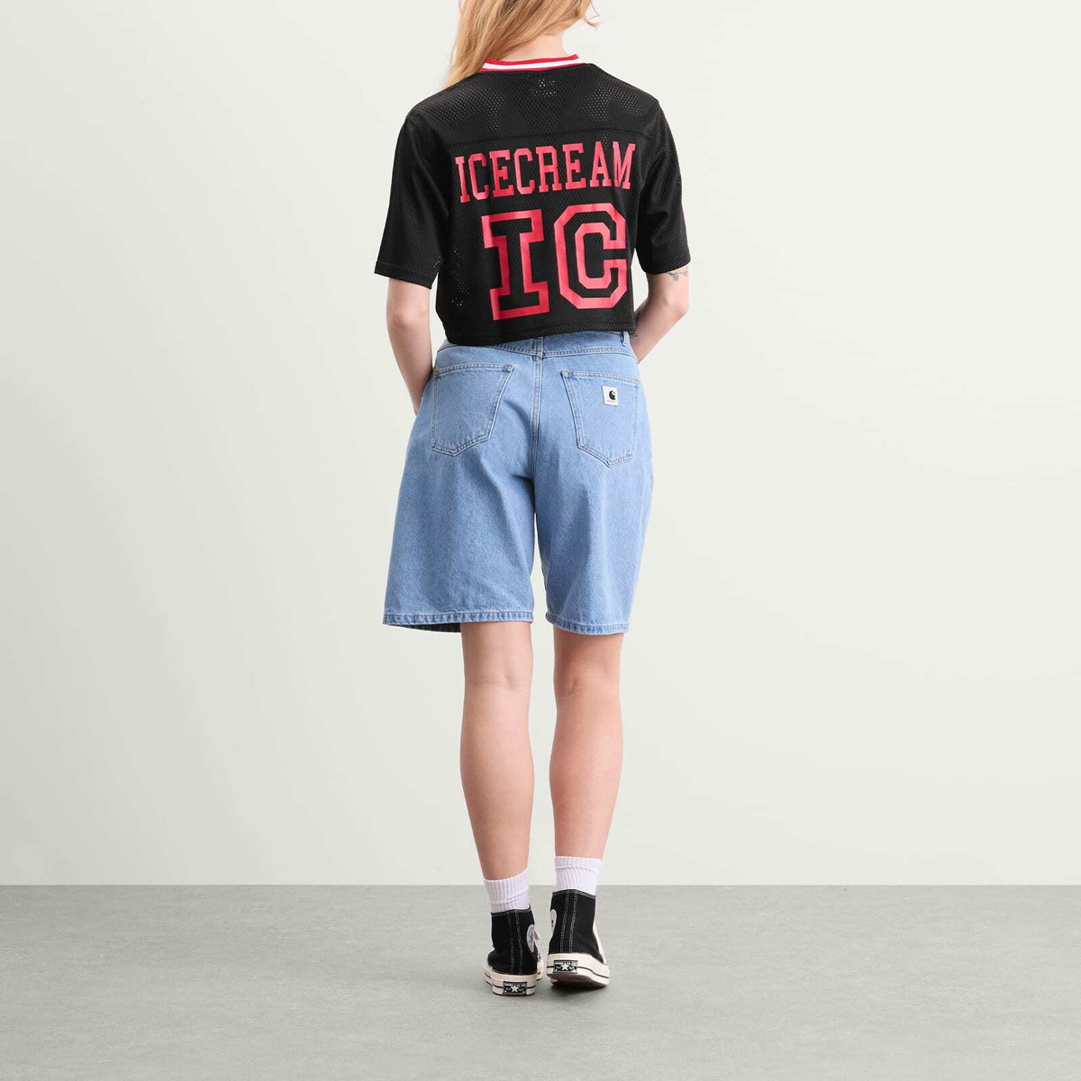 ICECREAM Women's Cropped Football Jersey in Black