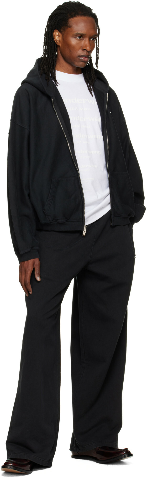 Alexander Wang Black Logo Print Oversized Sweatpants