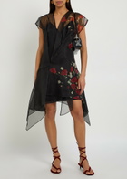 Khaite Merith Floral-print Ruffled Silk Mini Dress Black
