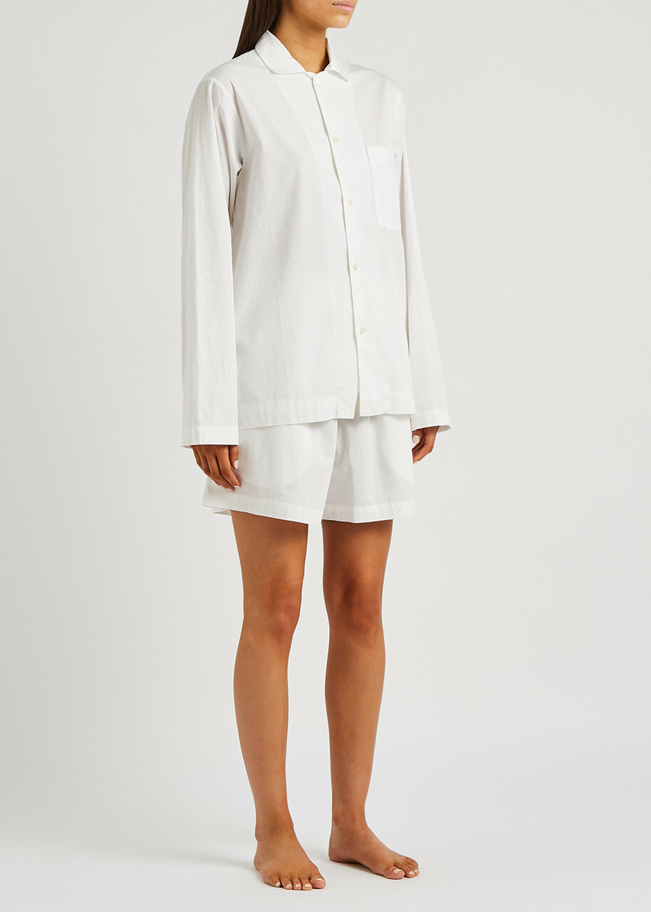 Tekla Unisex Poplin Pyjama Shorts White