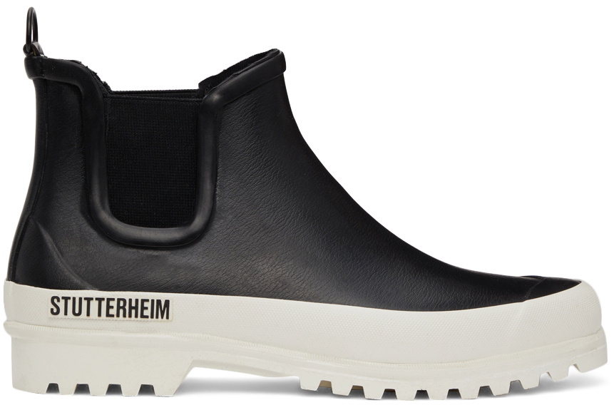 Stutterheim Black Novesta Edition Rainwalker Chelsea Boots