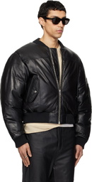Deadwood Black Bofinger Padded Leather Bomber Jacket