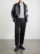 Thom Browne - Logo-Appliquéd Striped Cotton-Jersey T-Shirt - Gray