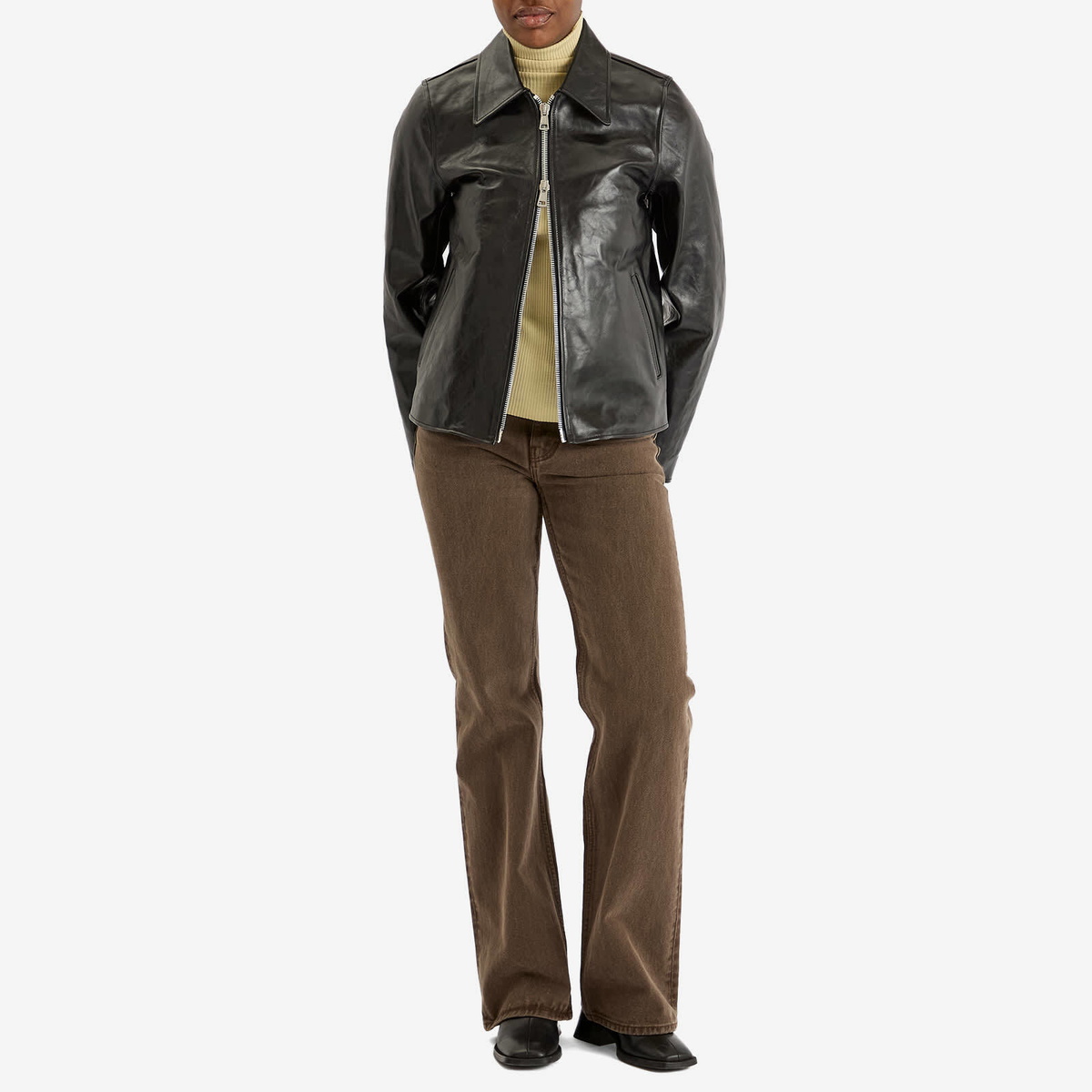 Our Legacy Women's Mini Leather Jacket in Top Dyed Black Leather