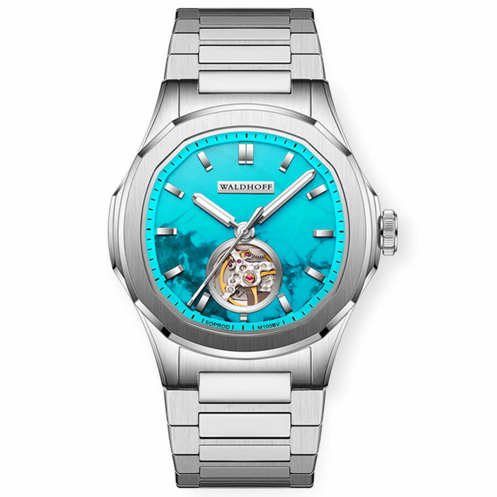 Photo: Waldhoff Navigator Automatic Turquoise Mother of Pearl Dial Mens Watch MW-22-TT