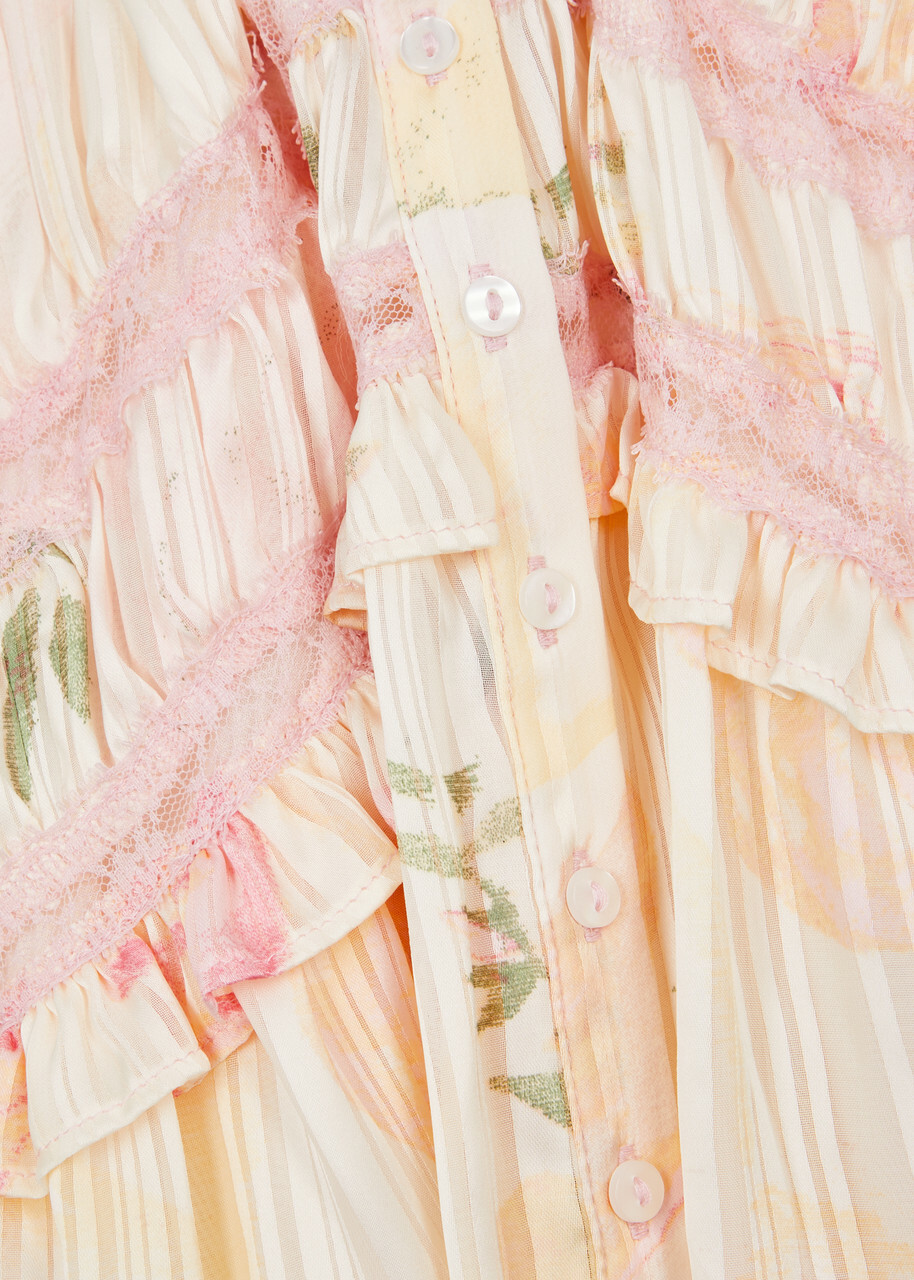 Free People Spring Fling Printed Chiffon Mini Dress Pink