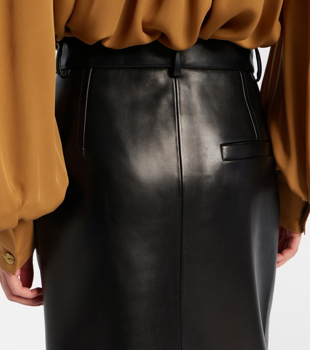 Khaite Anden leather midi skirt
