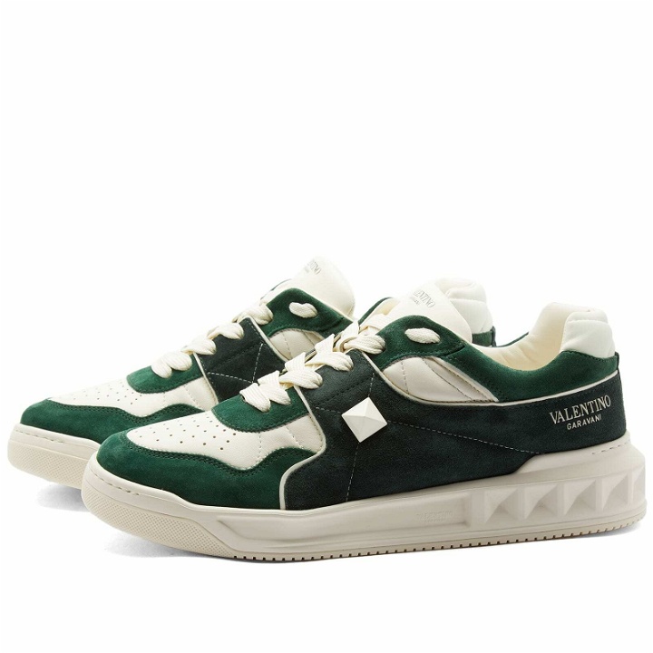 Photo: Valentino Men's One Stud Sneakers in Green/Ivory