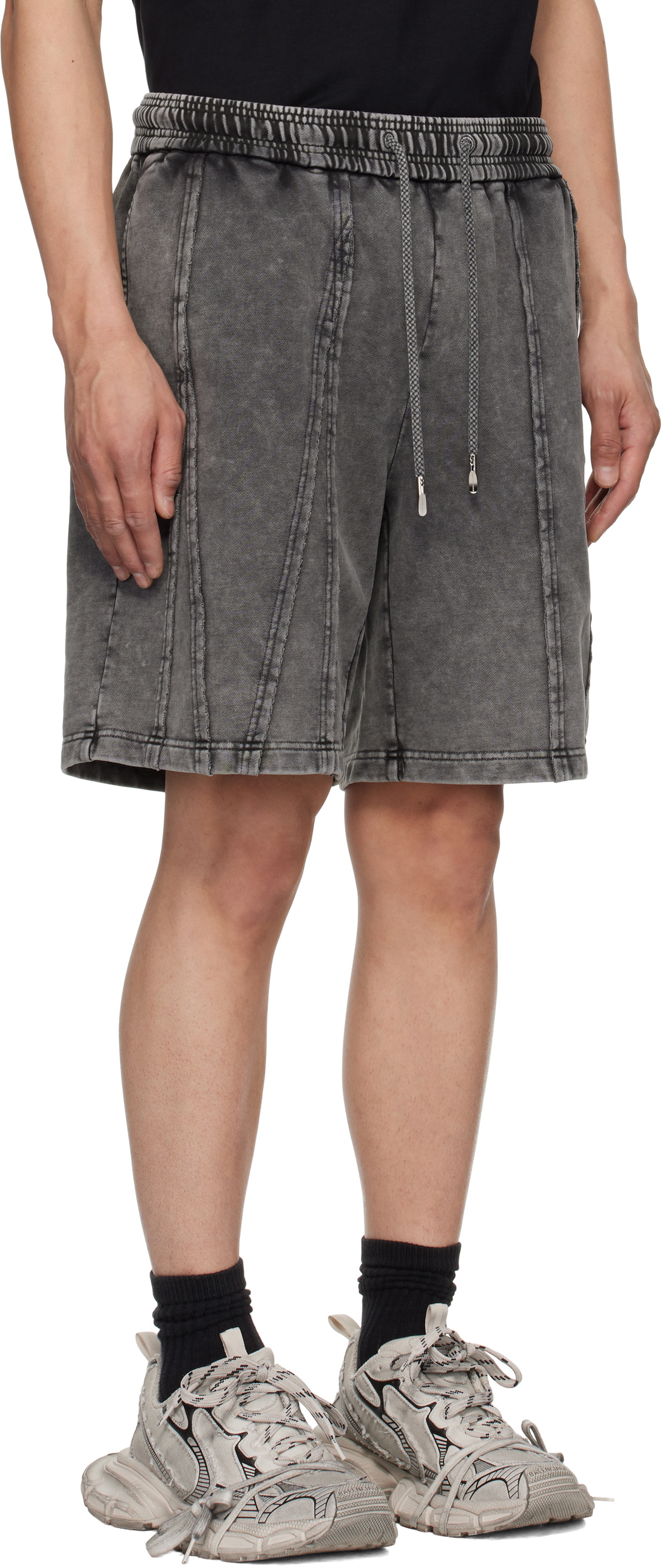 Feng Chen Wang Gray Tie Dyed Shorts