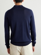 Purdey - Logo-Embroidered Merino Wool Polo Shirt - Blue