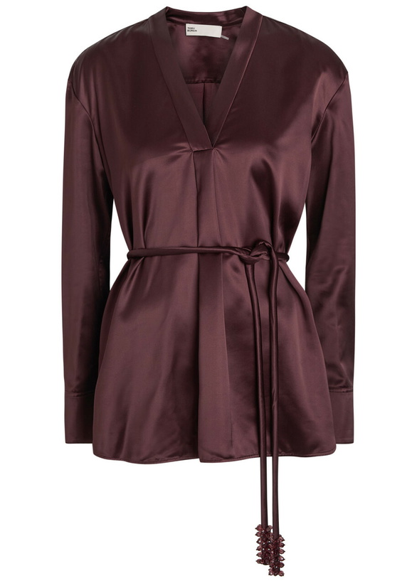 Photo: Tory Burch Belted Satin top Dark Red