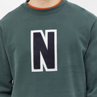 Norse Projects Men's Arne Varsity N Crew Sweat in Varsity Green