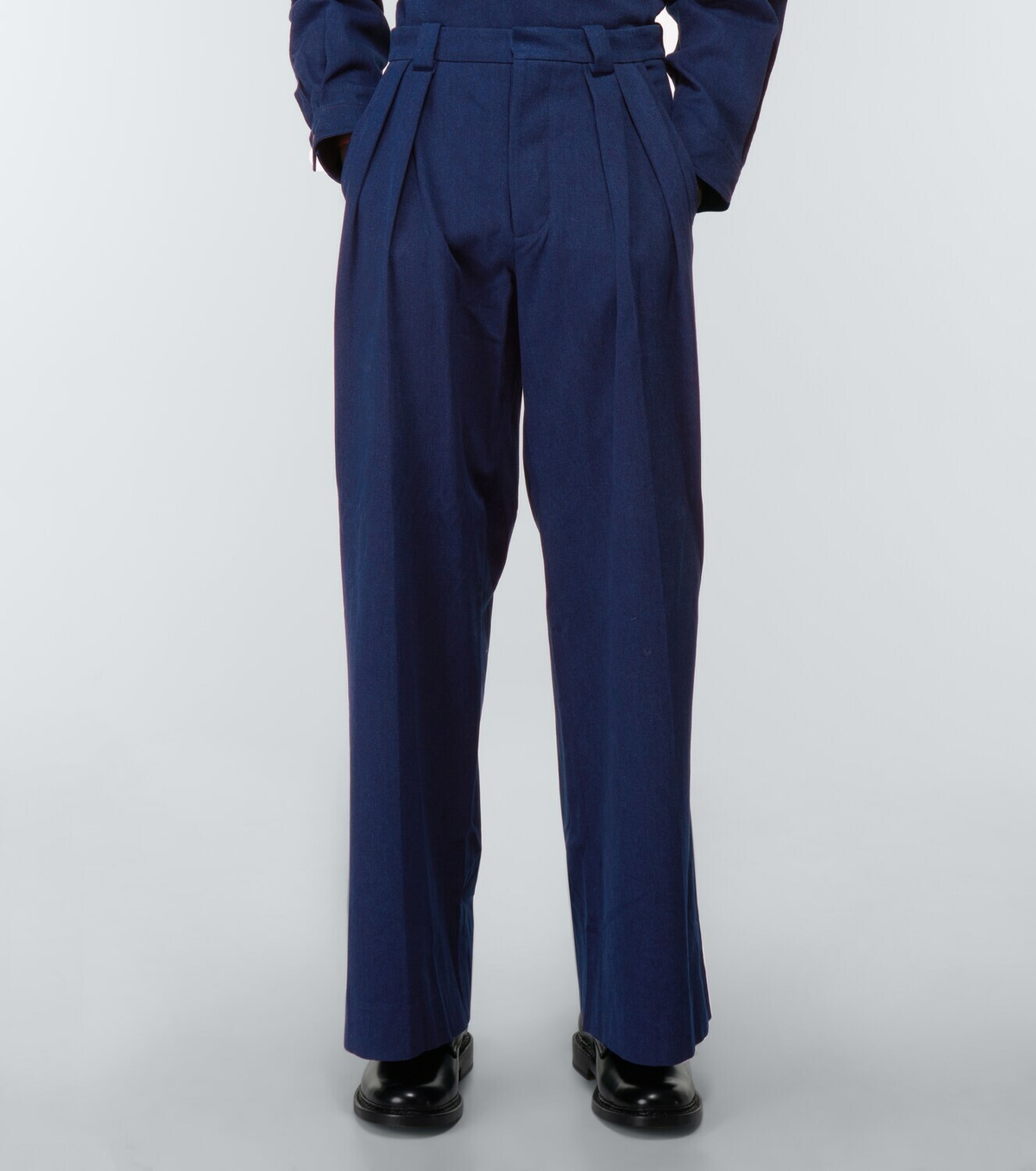 King & Tuckfield Pleated wide-leg denim pants