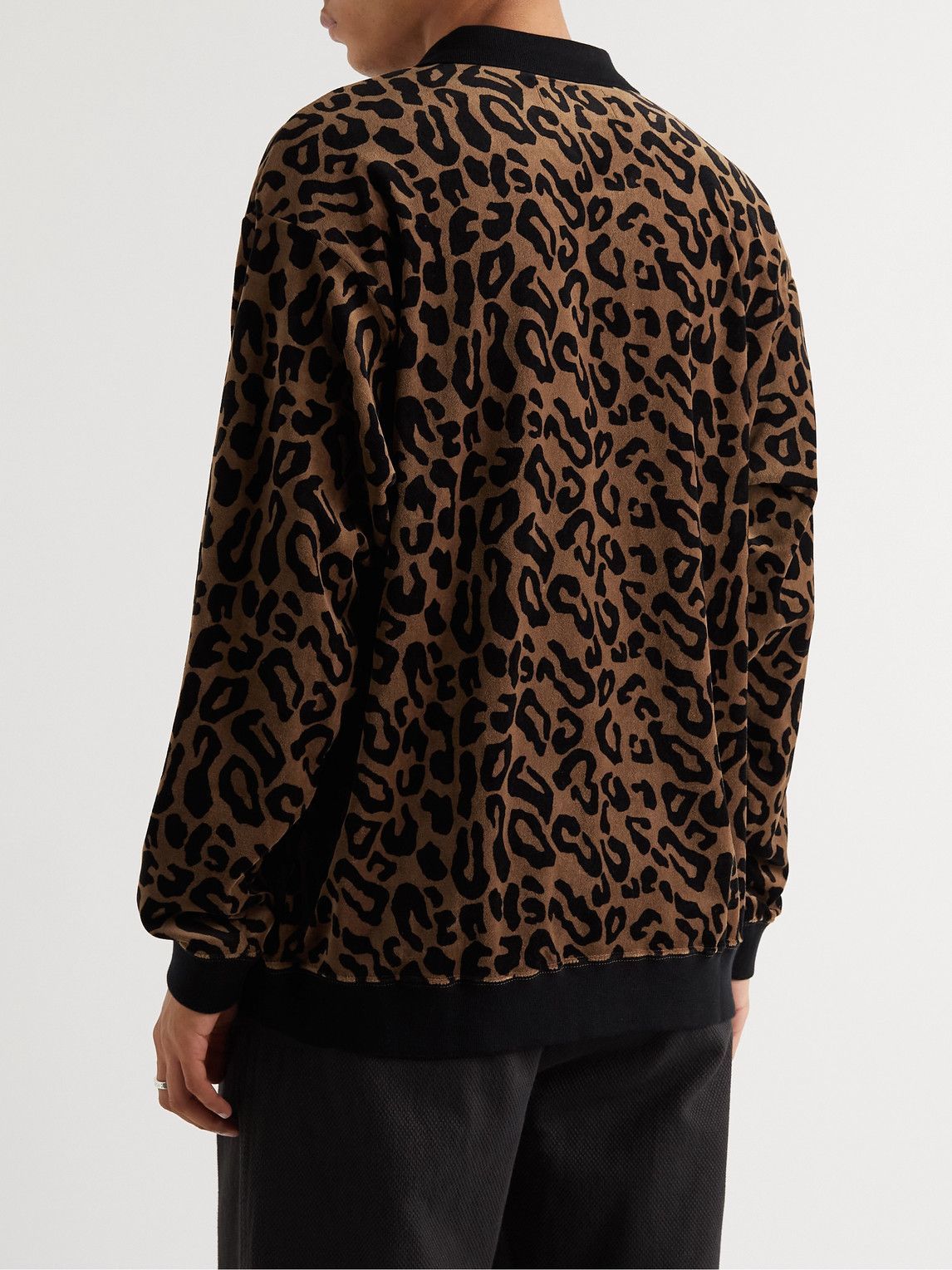 Wacko Maria - Leopard-Print Cotton-Blend Velour Polo Shirt ...