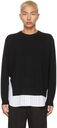 Solid Homme Black Paneled Crewneck Sweatshirt