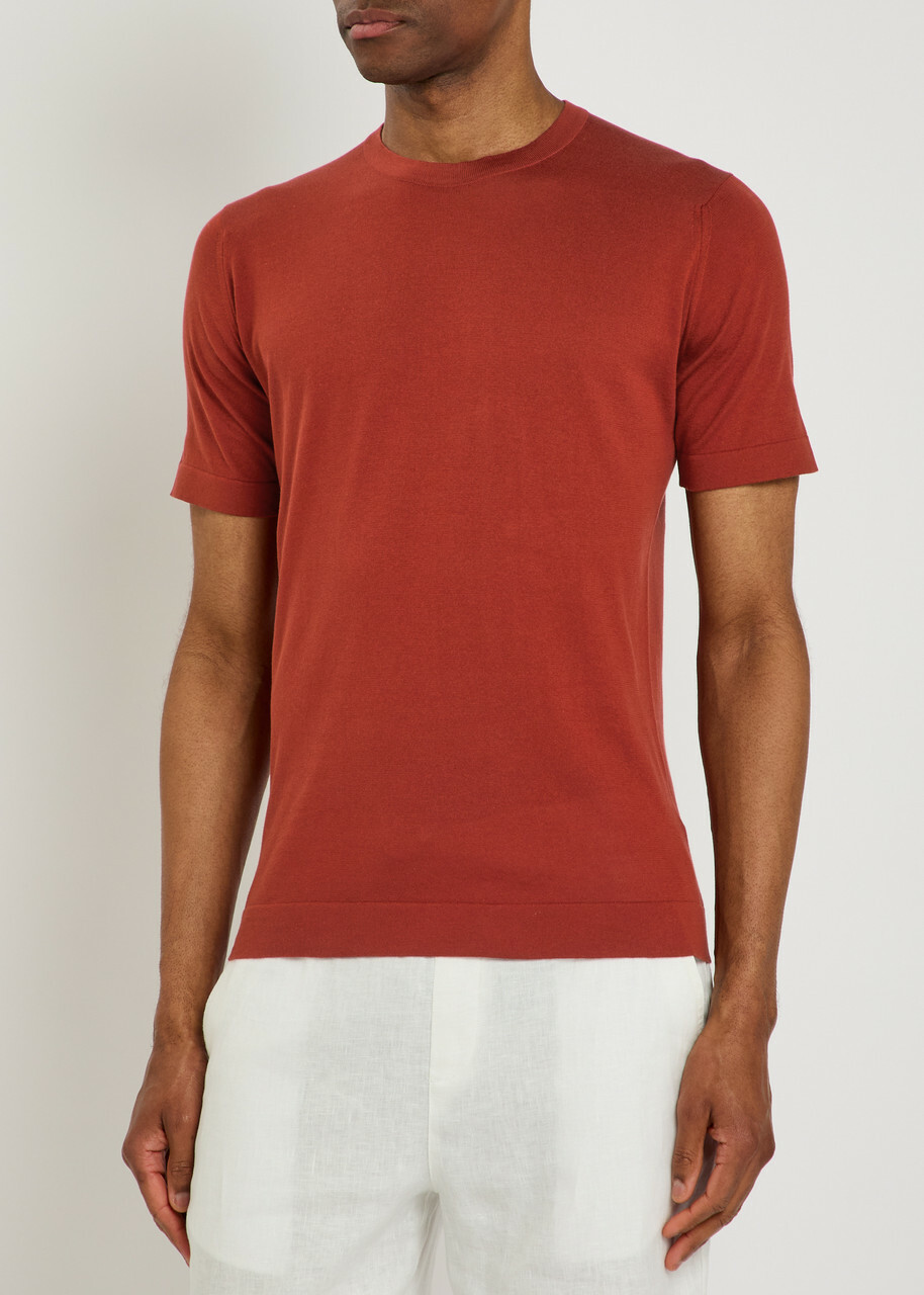 John Smedley Lorca Fine-knit Cotton T-shirt Red