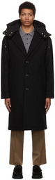 AMI Alexandre Mattiussi Black Felted Ami De Coeur Coat