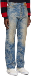 Palm Angels Blue Jacquard Jeans